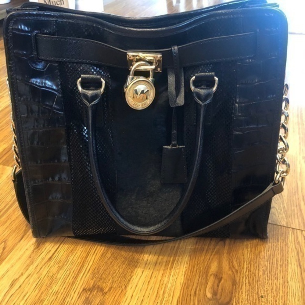 MK calf hair leather tote black
